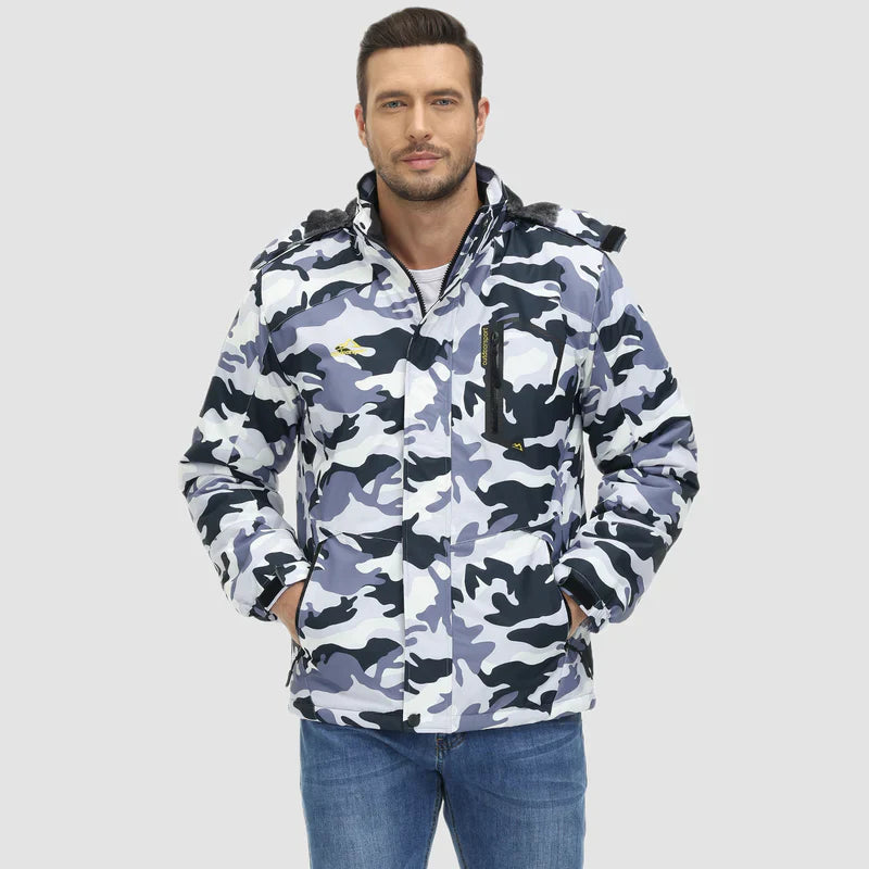 Men's Water-Repellent Winter Ski Jacket with Fleece Lining