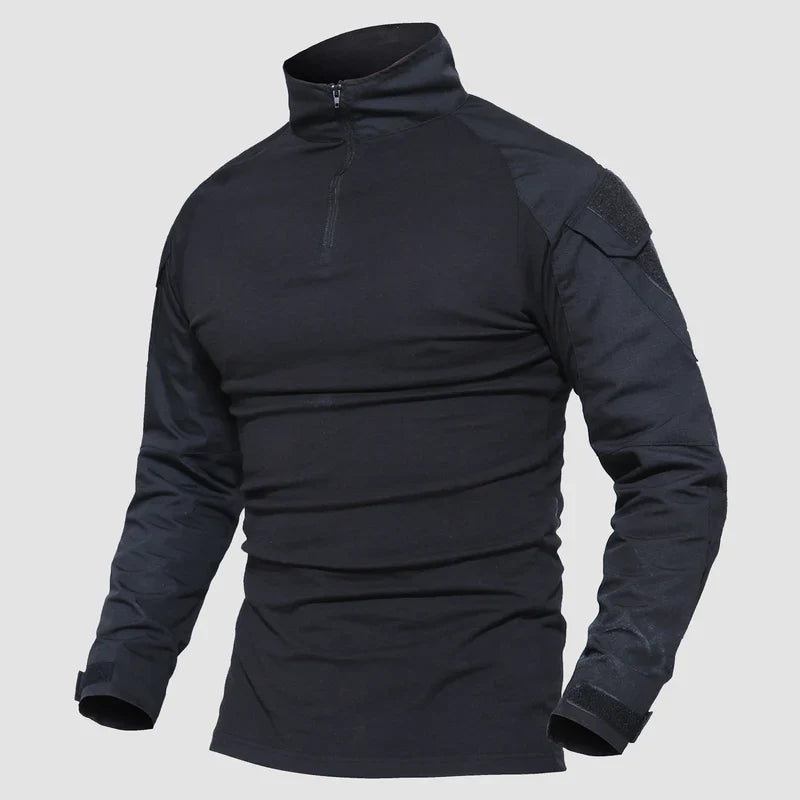 Men's 1/4 Zip Tactical Military Shirt with Pockets
