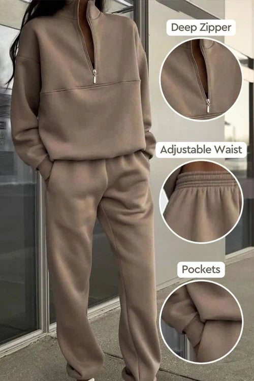 Women’s Travel Co-ord Set – Soft Cotton Blend Pullover & Jogger Pants