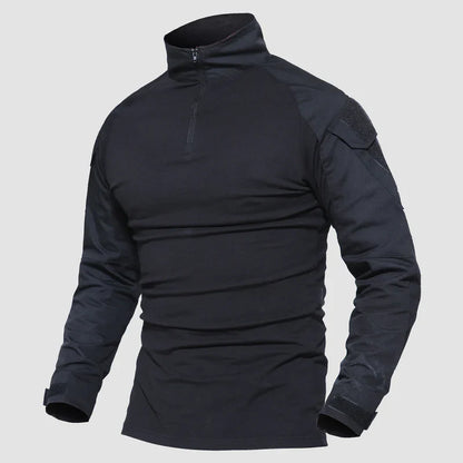 Men's 1/4 Zip Tactical Military Shirt with Pockets