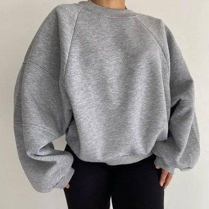 Women’s Relaxed Fit Sweater with Crew Neck and Balloon Sleeves