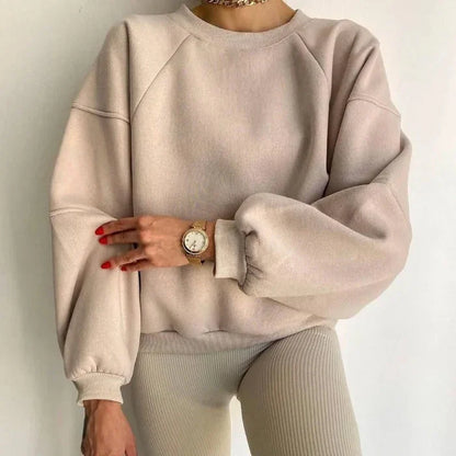 Women’s Relaxed Fit Sweater with Crew Neck and Balloon Sleeves