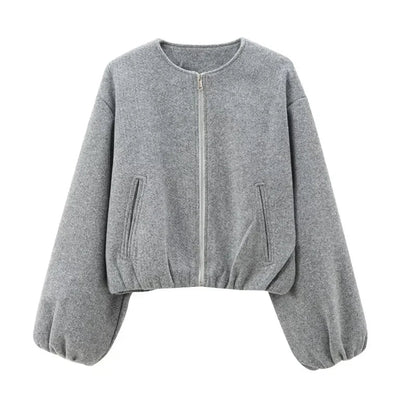 Women's Cropped Bomber Jacket – Stylish Comfort with Zip Front