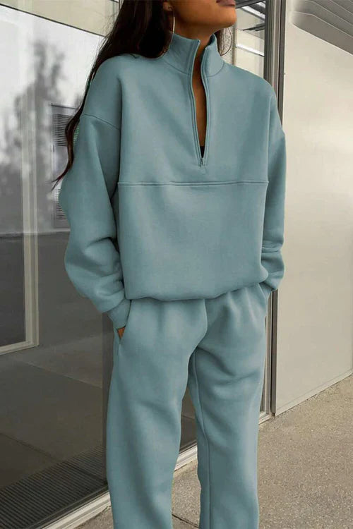 Women’s Travel Co-ord Set – Soft Cotton Blend Pullover & Jogger Pants