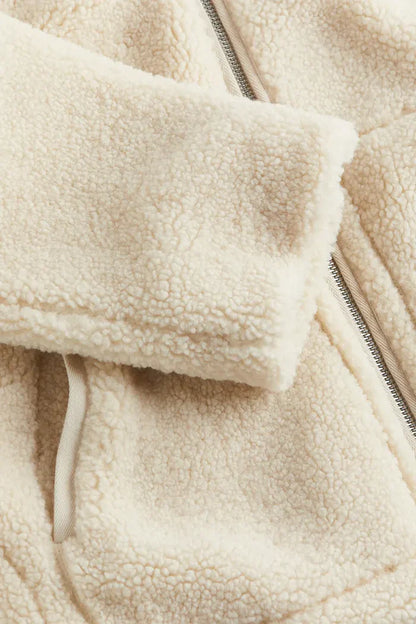 Women's Oversized Fleece Zip Jacket with High Collar