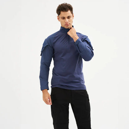 Men's 1/4 Zip Tactical Military Shirt with Pockets